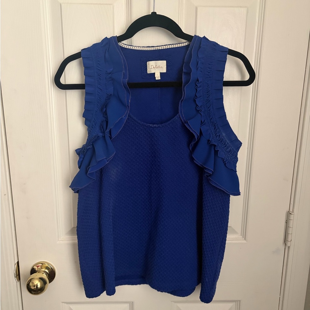 Deletta Royal Blue Ruffled Blouse